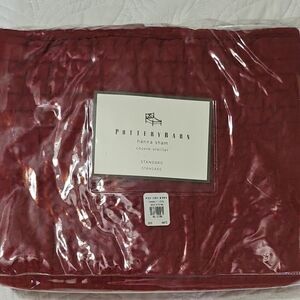 2 Pottery Barn Deep Red Hanna Shams Sold As A Set